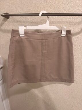 Beige Women’s Faux-Leather Mini Skirt